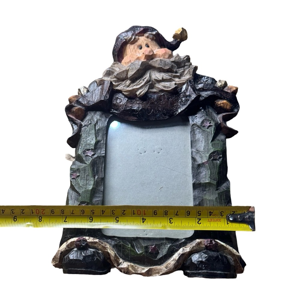 Santa Claus Christmas Picture Frame Rustic Wood Look Resin Holiday Decor 4x6 - Picture 3 of 5